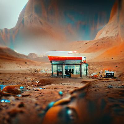 Hyperrealistic Gas Station on Mars in 8K
