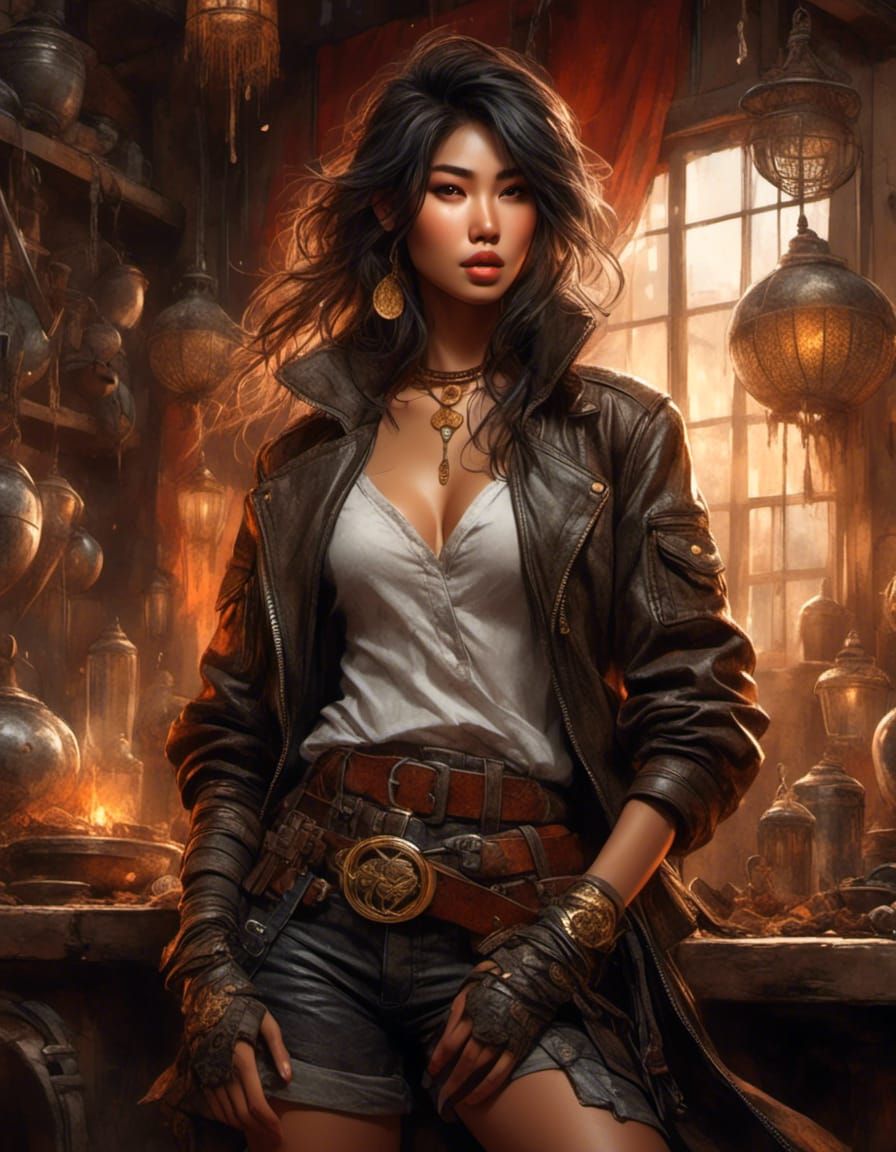 Fantasy Comic Art: Tomboy Thief in Leather