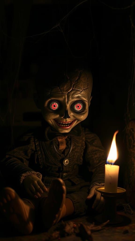 Eerie Antique Doll in Haunting Light