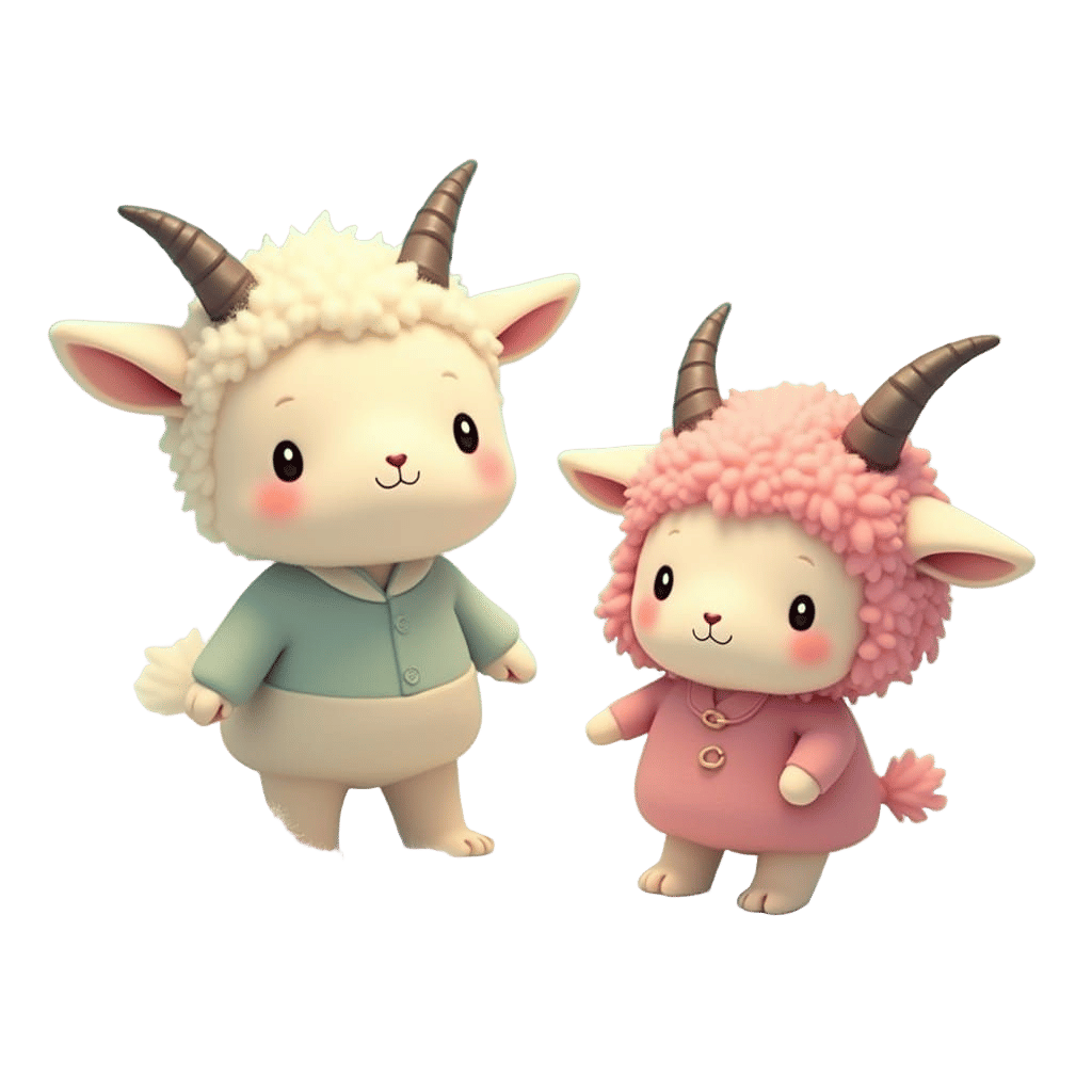 Goats Soar on Clouds in Whimsical Pastel Hues