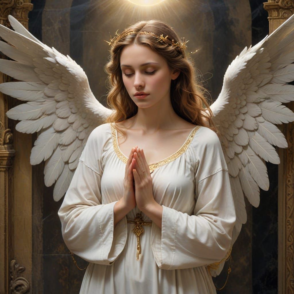 Enigmatic Angel Depicting Religious Devotion