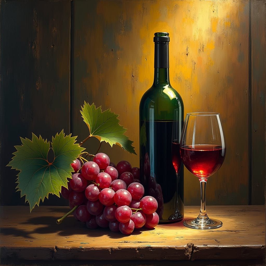 Wine Still Life in Dutch Masters Style