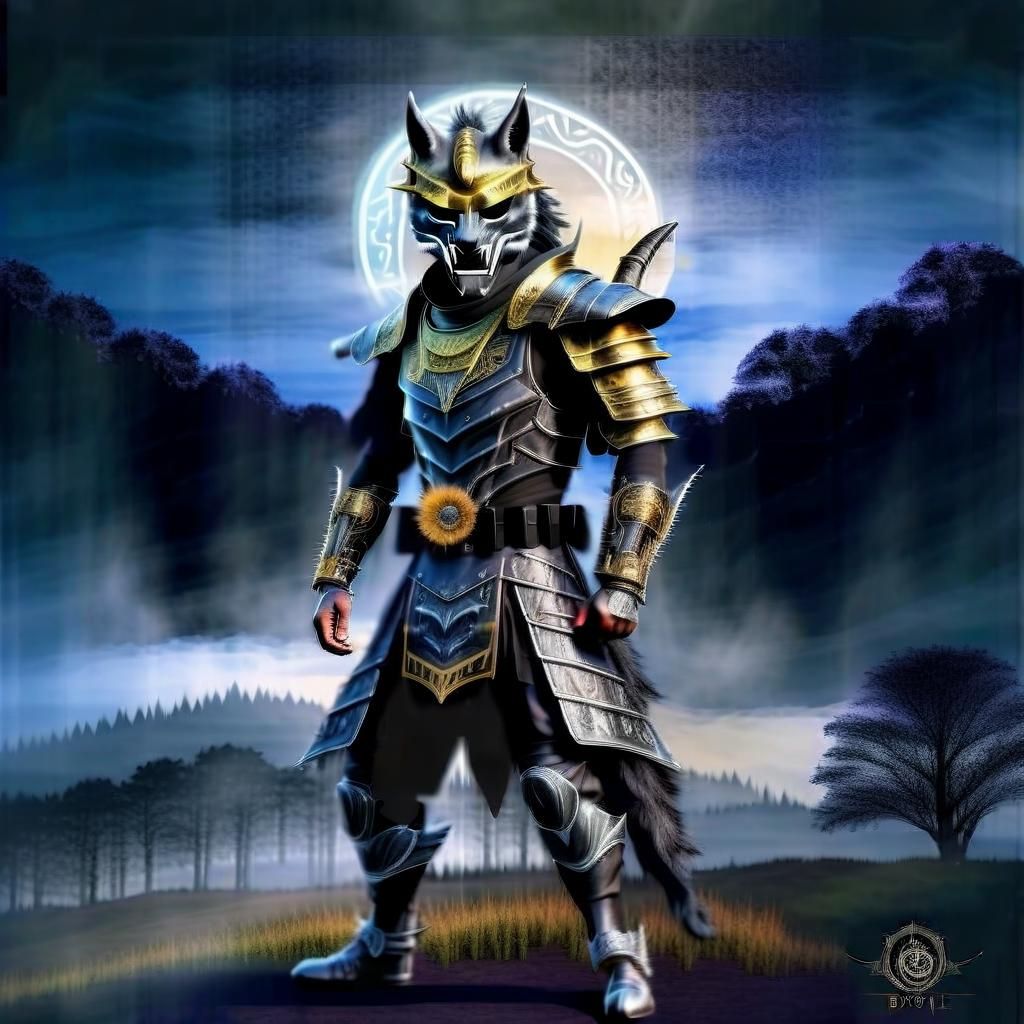 Zen-Aku Wolf Mask in Mystical Forest