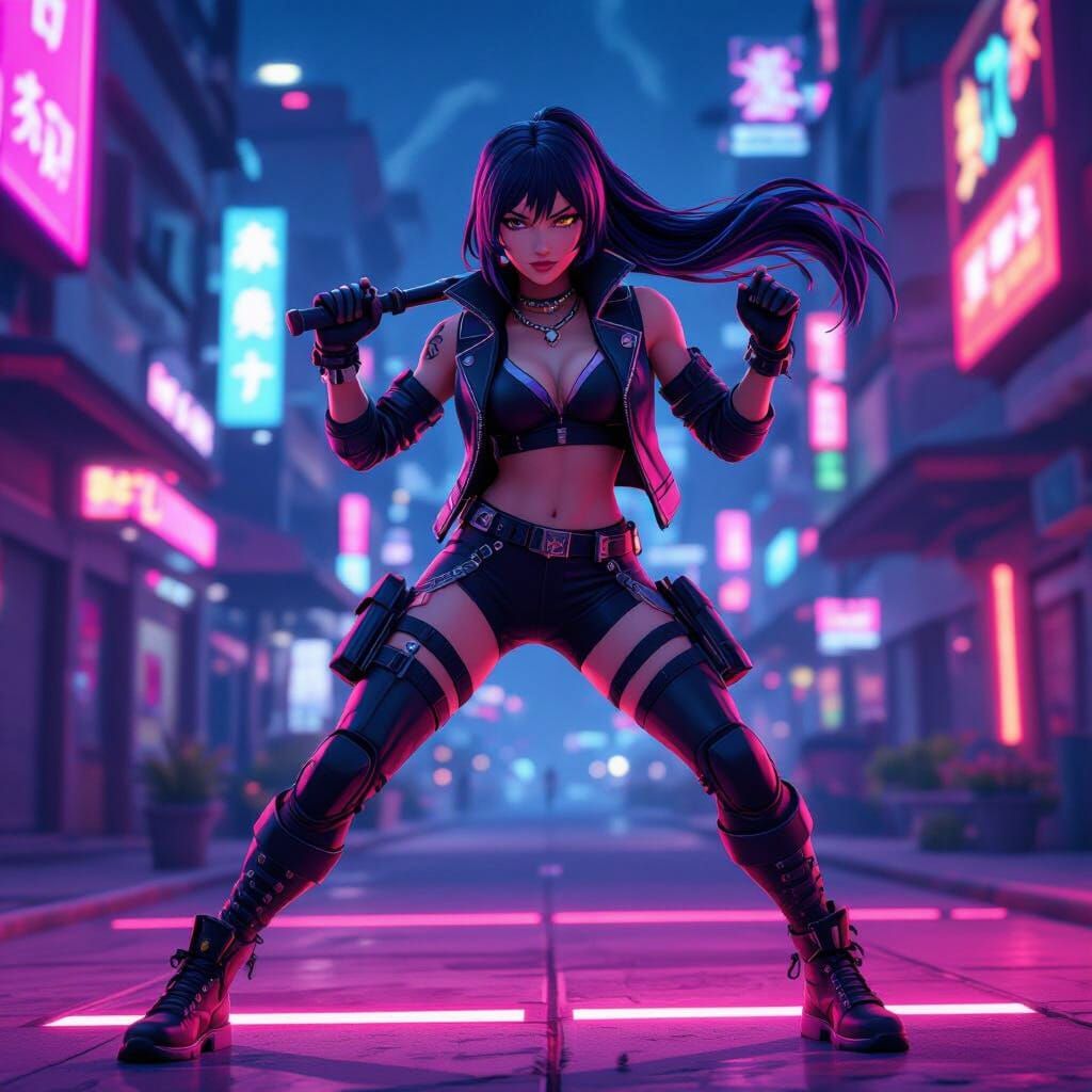 Fortnite Character in Neon Anime Style