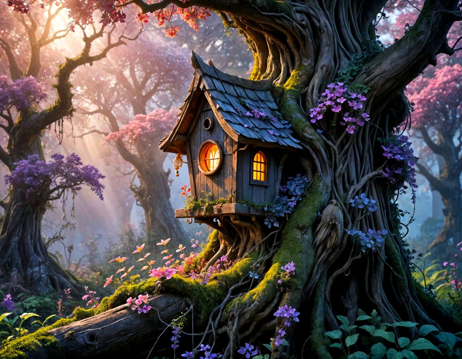 Enchanting Birdhouse in Ghibli-Inspired Watercolor Style