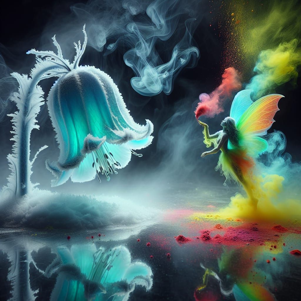 Luminescent Bell Flower Dissolving into Aerogel Filaments