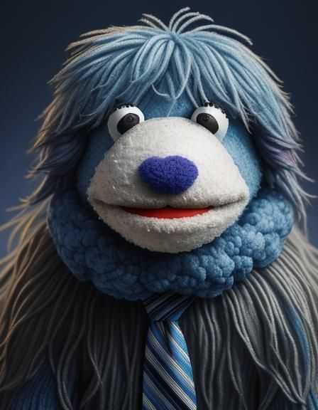 Hyperrealistic Wool Dolphin Muppet Portrait