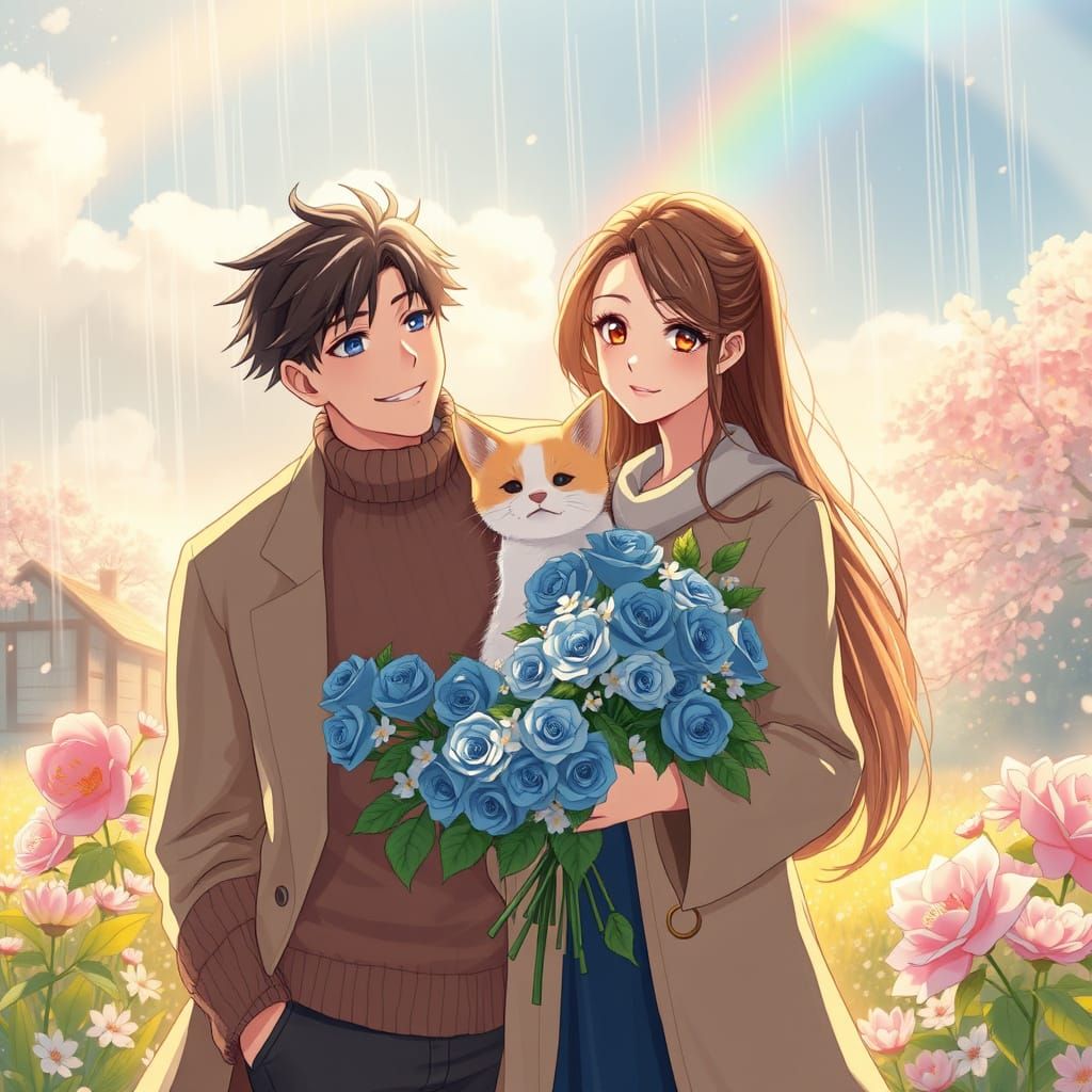 Dreamy Anime Couple in Love