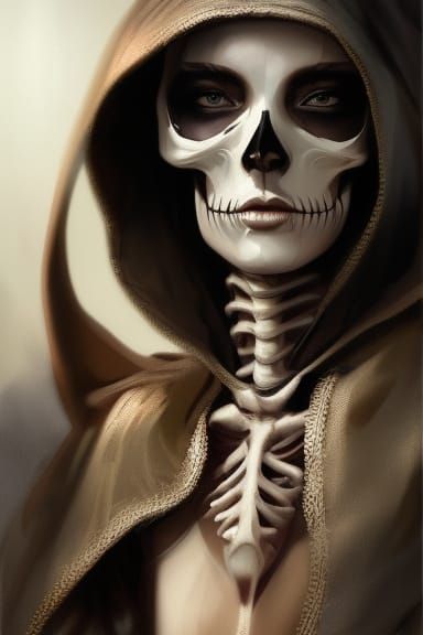 Skeleton Lady Portrait in Hyperdetailed Style