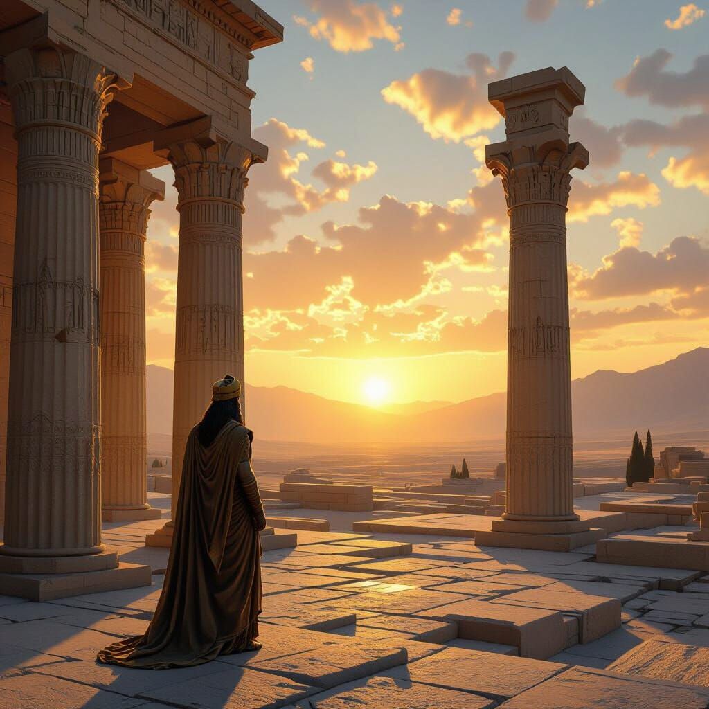 Cyrus the Great at Persepolis at Dawn