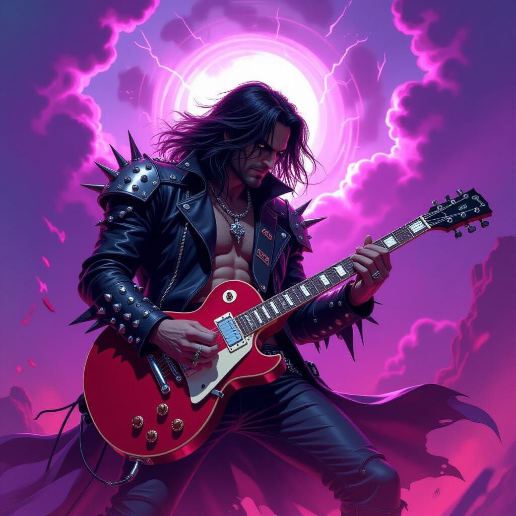 Wizard Shreds Guitar in Dark Fantasy Style