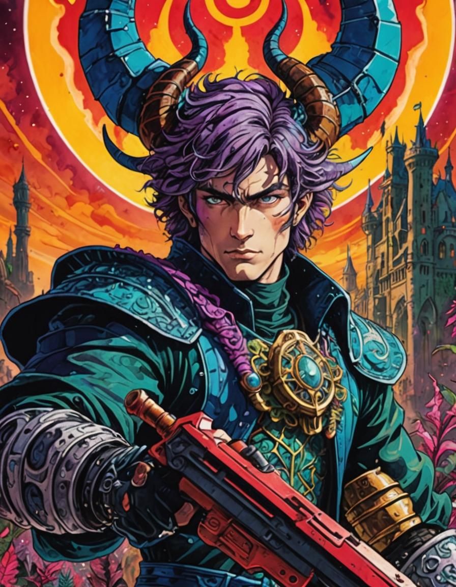 Epic Dark Hero in 80s Anime Style Medieval Fantasy