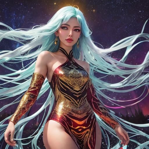 Ethereal Woman Embraces Yin Yang Harmony