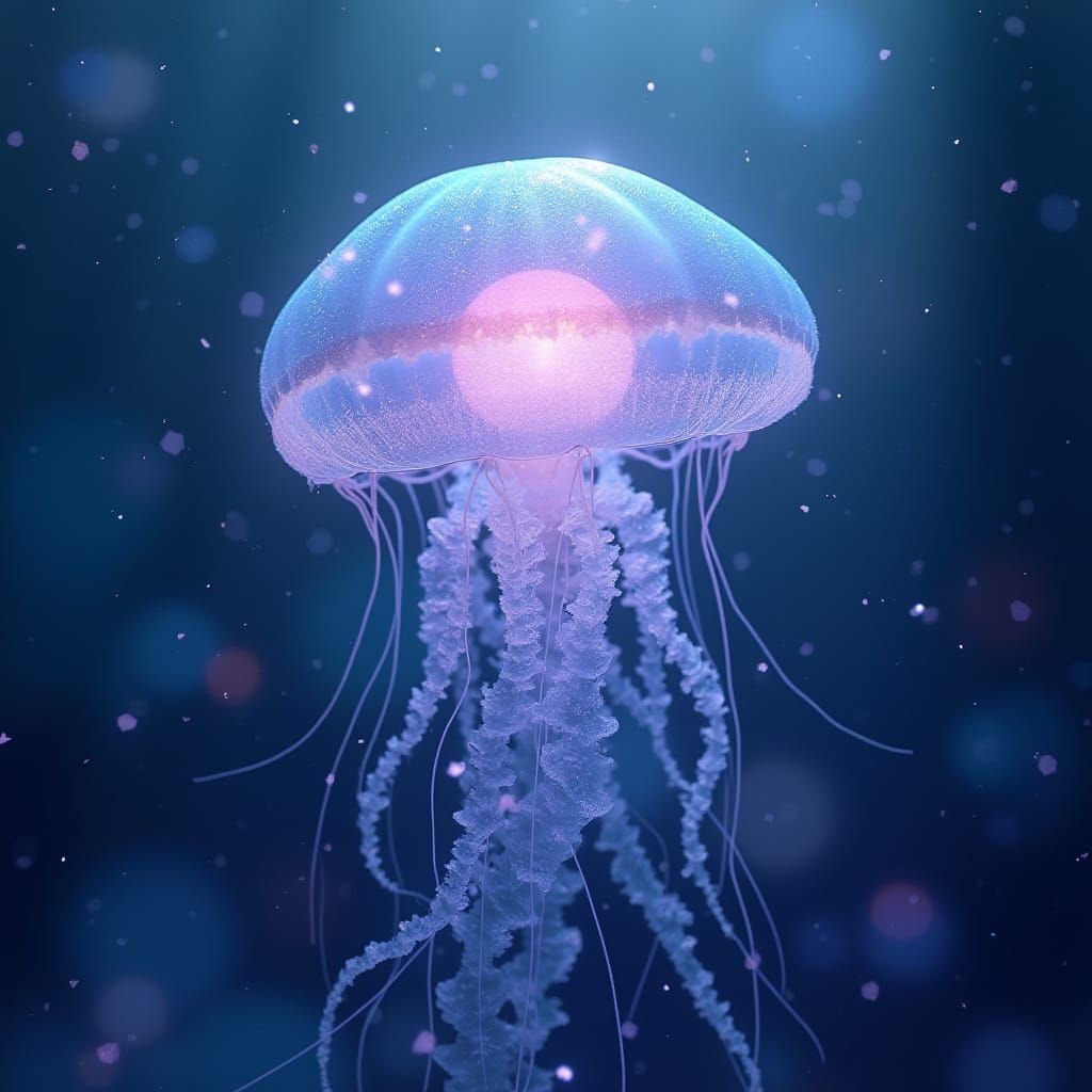 Glowing Jellyfish Amidst Shimmering Starlight