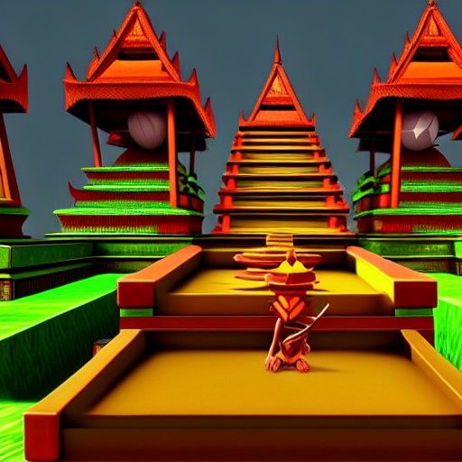 Stylized Indonesian Temple Video Game Environment