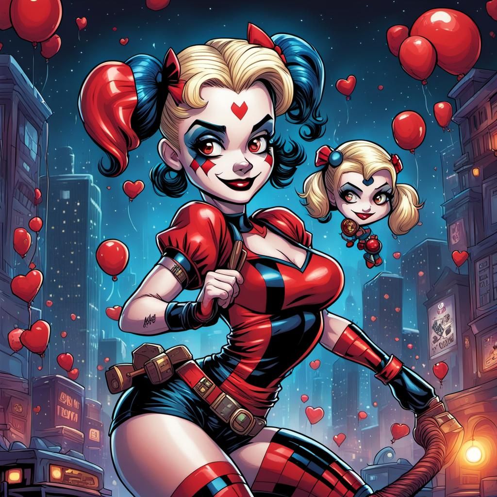 Betty Boop and Harley Quinn Cartoon Fusion