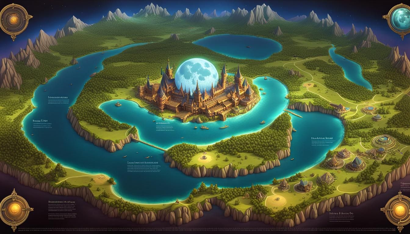 Fantasy Moon Realm: Detailed Digital Art Map