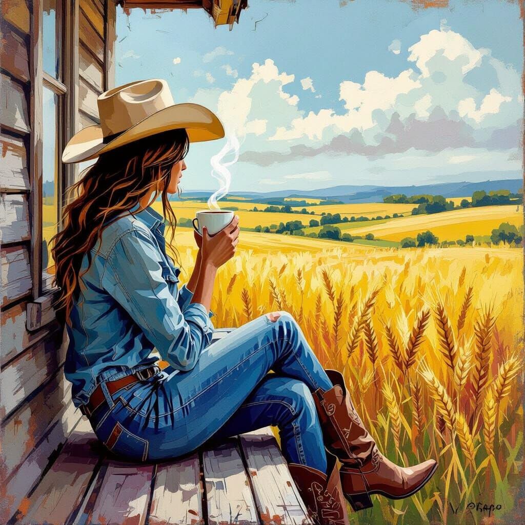 Cowgirl Coffee on the Porch: Abstract Art