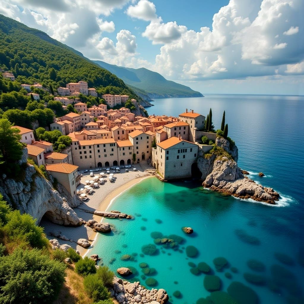 Epic Croatian Coastline in Vibrant Oil Painting Style