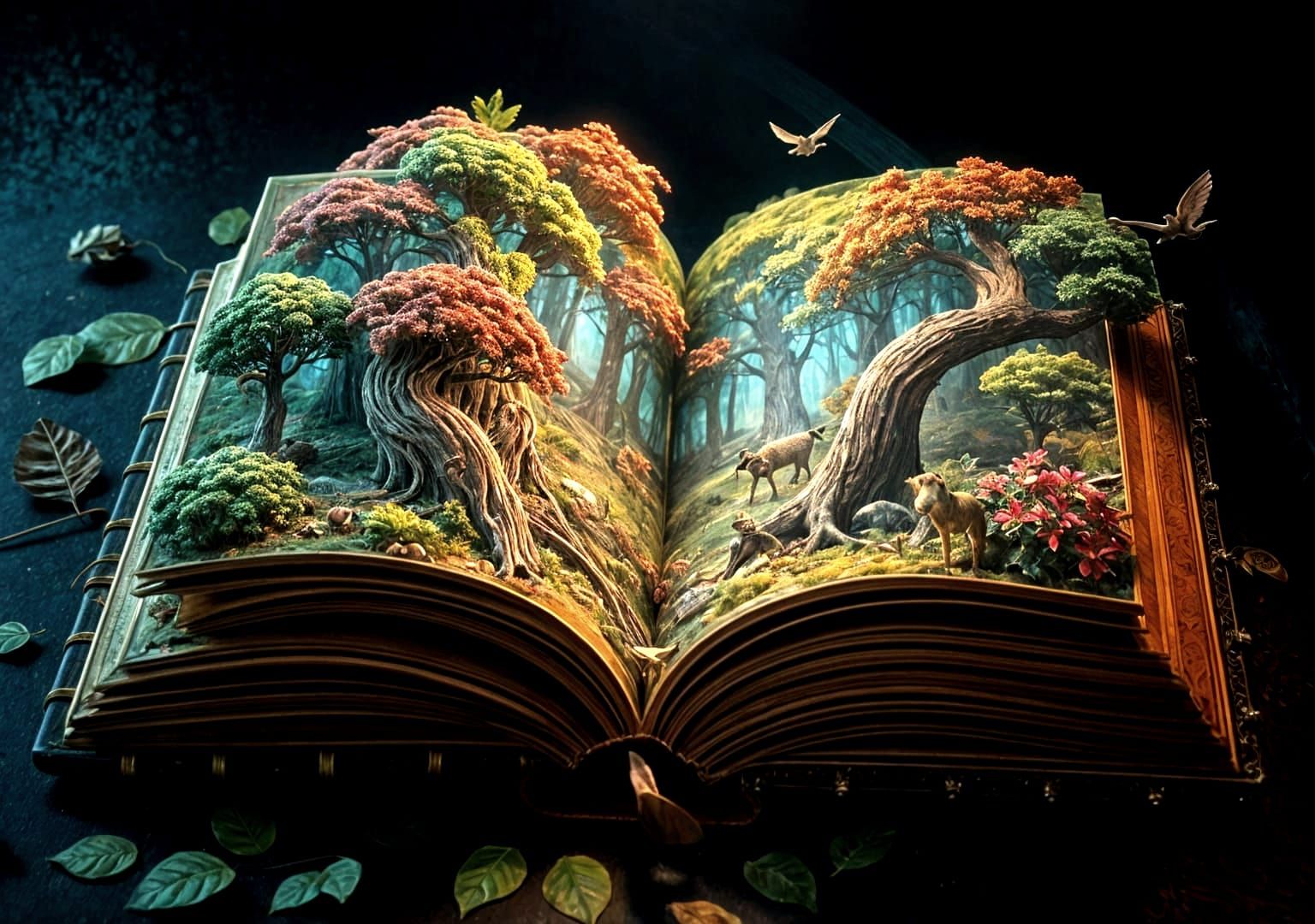 Majestic Book Portal to 3D Forest World