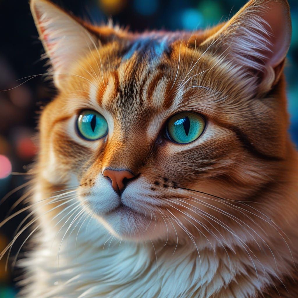 Prismatic Cat in Surreal Oil Painting