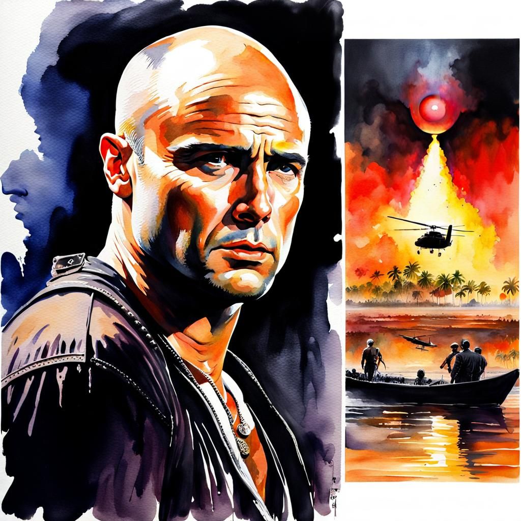 Apocalypse Now: Colonel Kurtz Watercolor Painting