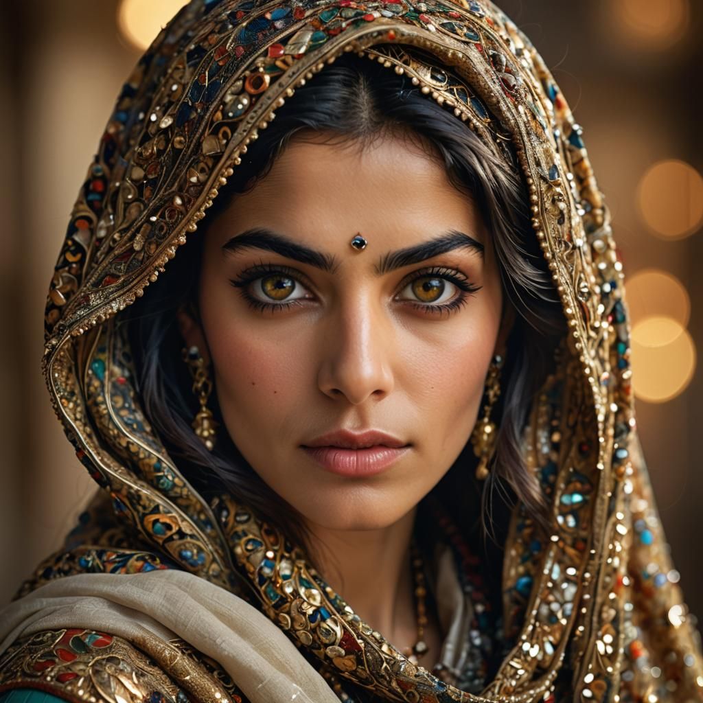 Exotic Persian Woman Portrait in High-Fashion Photography