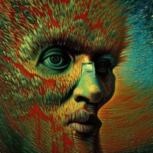 Hyperrealistic Glitchcore Stained Glass Fusion