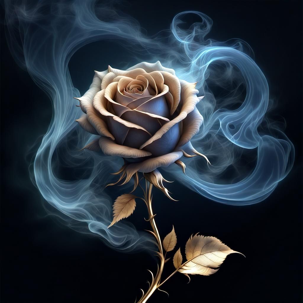 Ethereal Phantom Rose Made of Smoke Fractals