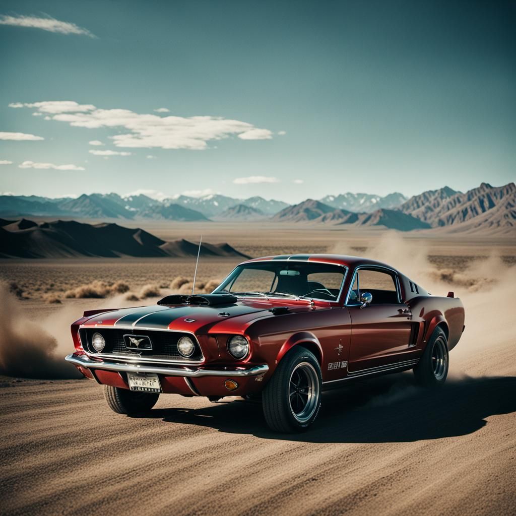 Dramatic Mustang in Cinematic Film Still