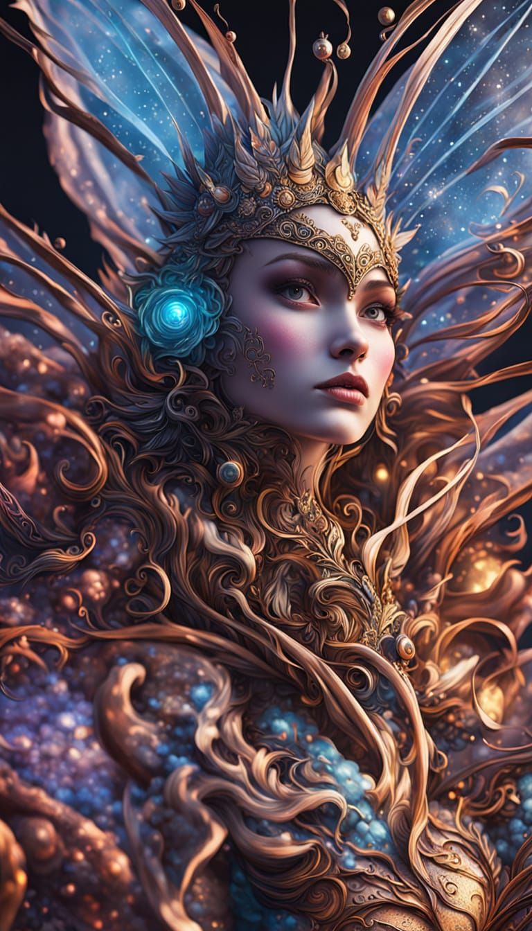 Iridescent Fairy Portrait in Science Fiction Style