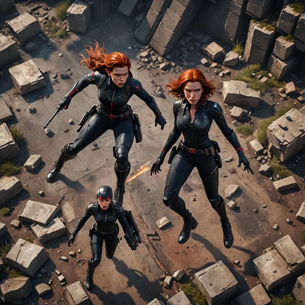 Black Widow Marvel Character in Detailed Matte Painting
