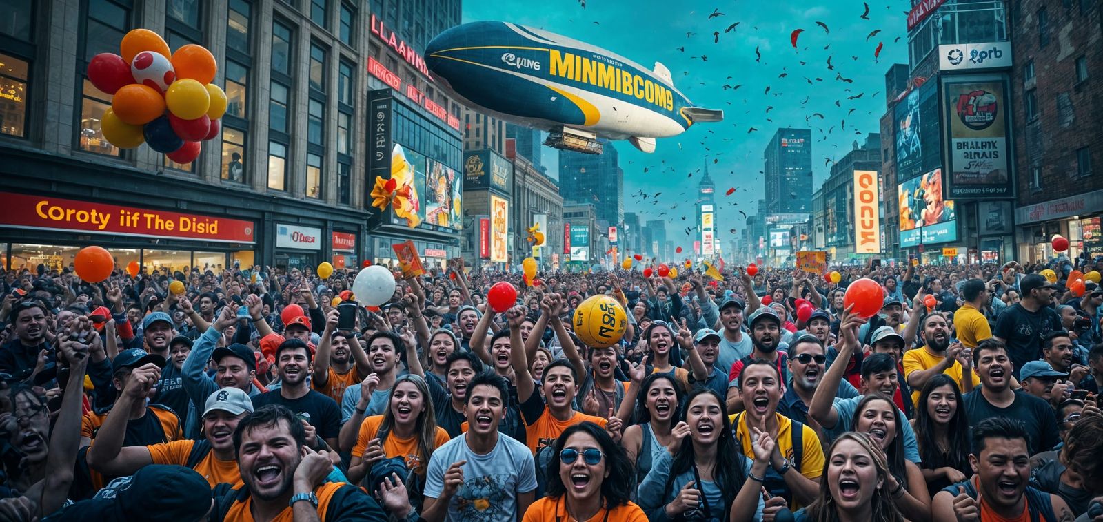 Crowd Celebrates Team Victory in City Streets