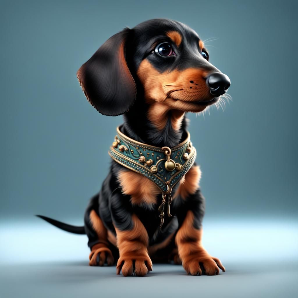 Detailed Dachshund Puppy Fantasy Concept Art