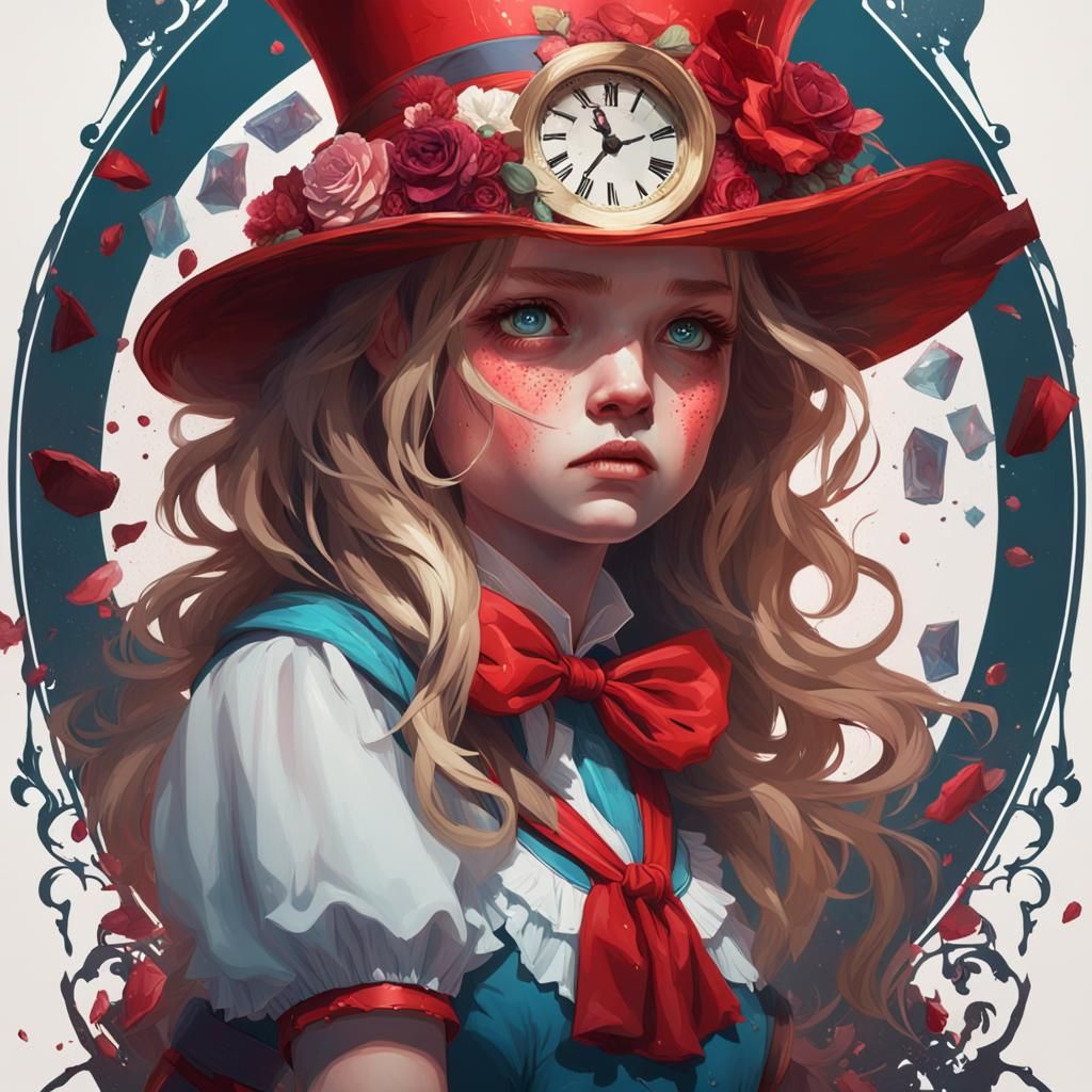 Alice in Wonderland Crying: Hyperdetailed Digital Art