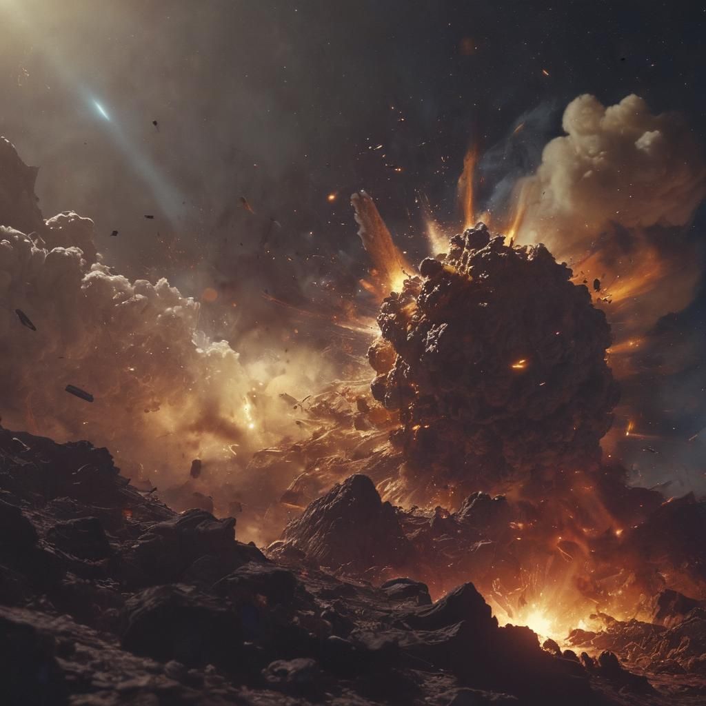 Planet Explosion in Space: Cinematic Film Noir