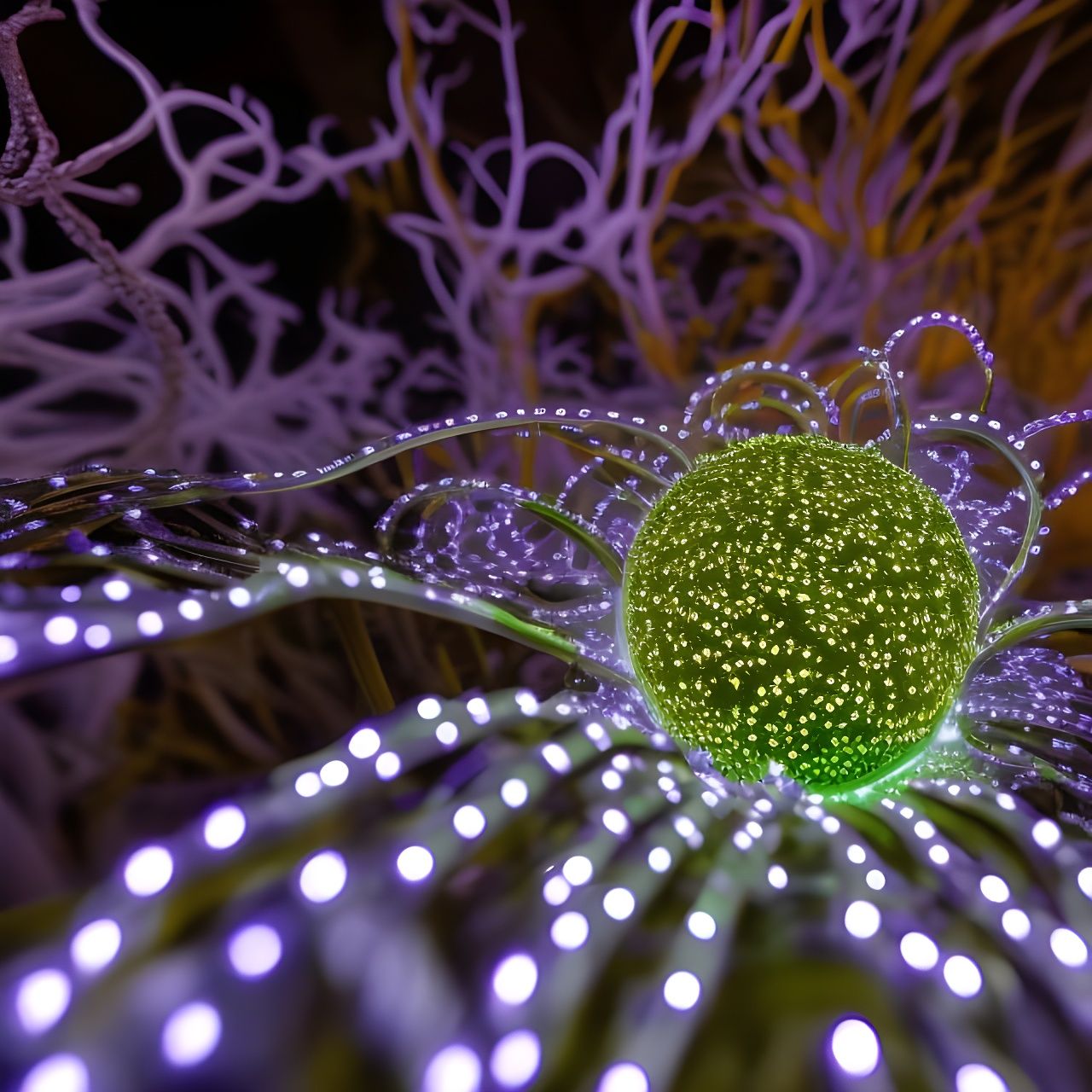 Futuristic Biotech with Bioluminescent Circuitry