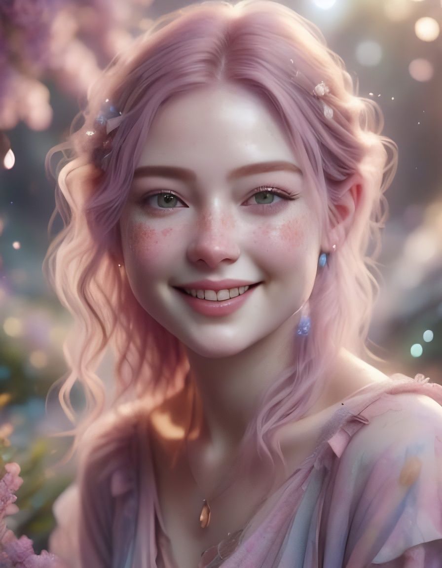 Pastel Watercolour Portrait of a Happy Person