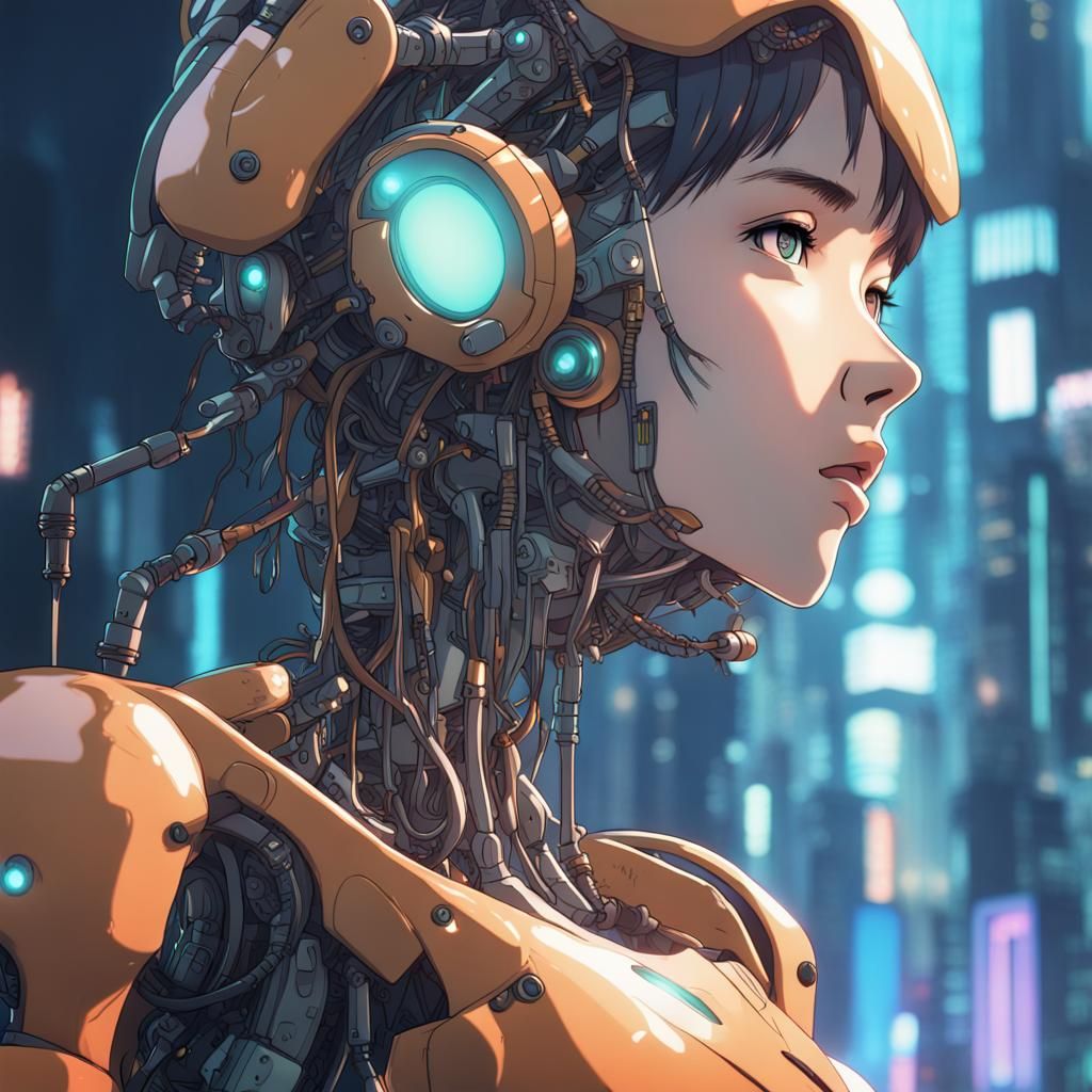 Anime Robot Girl in Cybercore Aesthetic