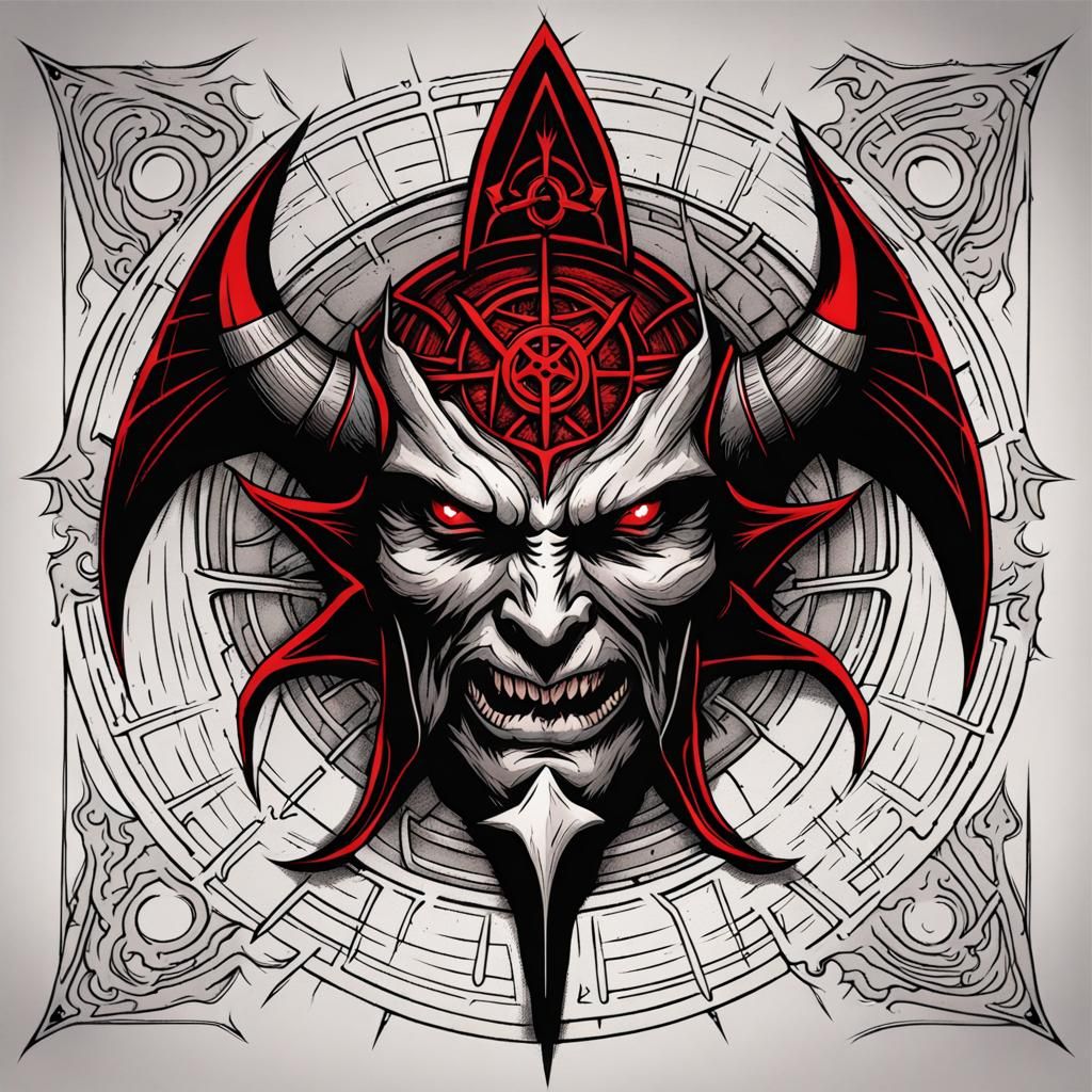 Ominous Demon Clan Sigil in Comic Book Art Style