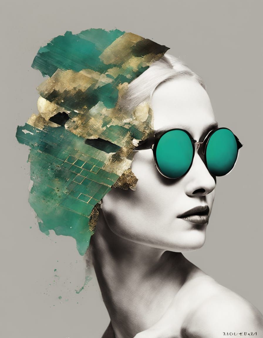 Minimalist Frog-Woman Portrait in Catrin Welz Stein Style