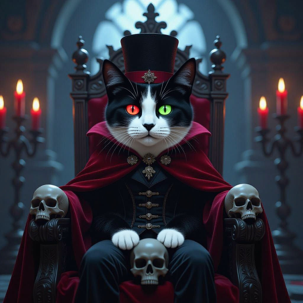 Vampire Cat Portrait in Dark Fantasy Style