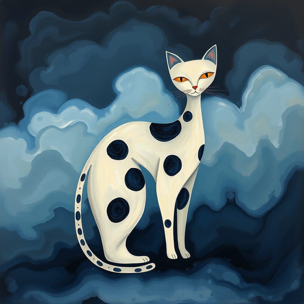 Whimsical Feline Form in Abstract Art