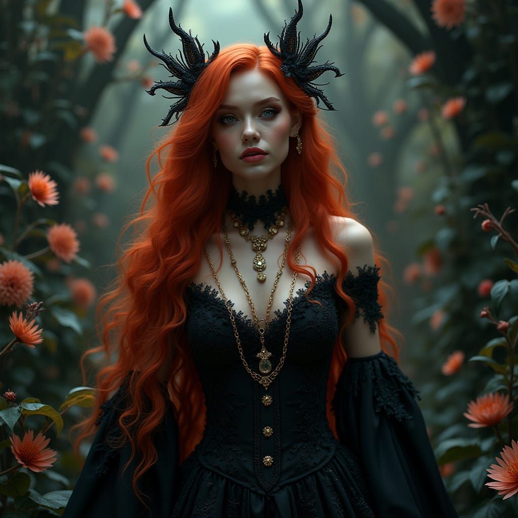 Gothic Goddess in Midnight Garden
