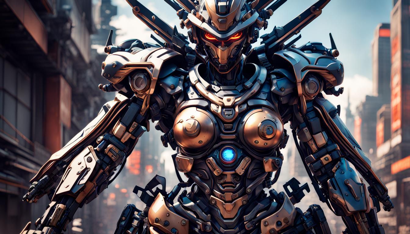 Mecha Asian Woman in Manga Style