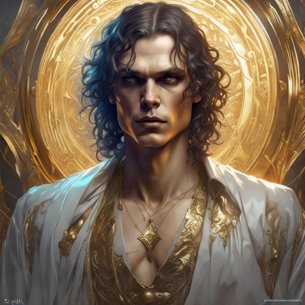 Ethereal Gilded Portrait of Ville Valo in Digital Art Style