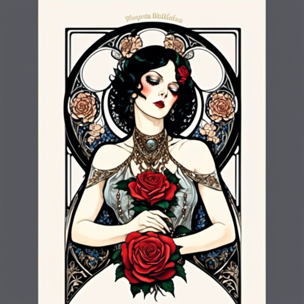 Art Deco Roses in Nouveau Style
