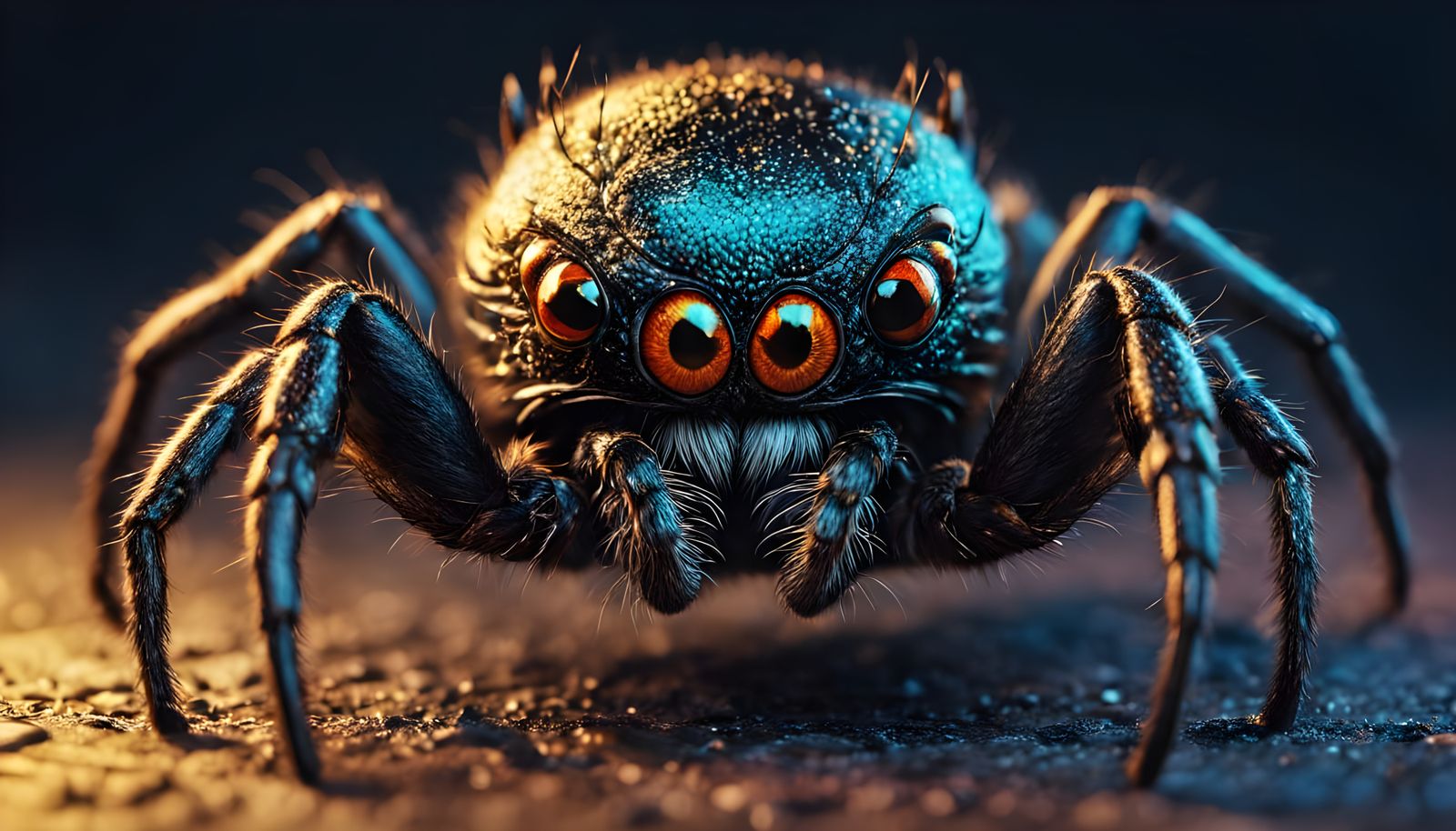 Surreal Spider with Feline Features in Hyperrealistic Style