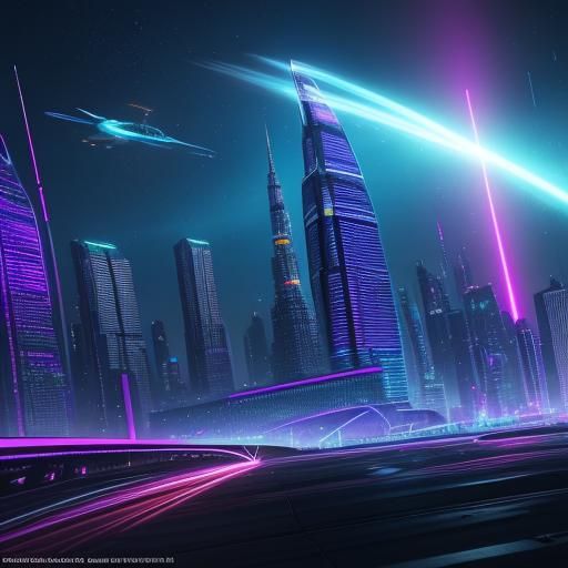 Futuristic Cityscape in Vibrant 3D Digital Art