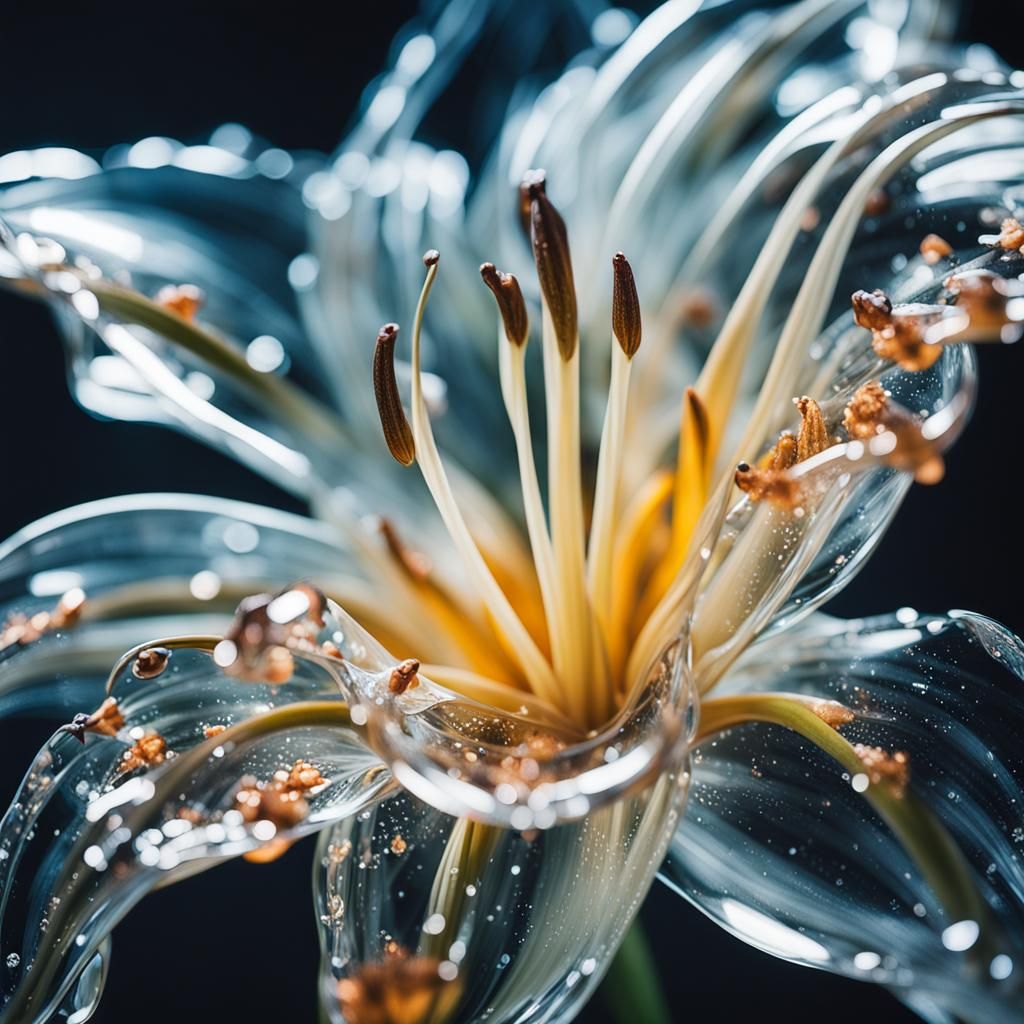 Transparent Glass Lily in Dreamscape: Digital Art